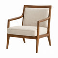 Wood Armchair with Polyester Fabric Upholstery Beige 29.5x27.6x35.4 inches