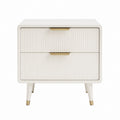 Wood 2-Drawer Nightstand with Gold Handles 60cm x 40cm x 55cm