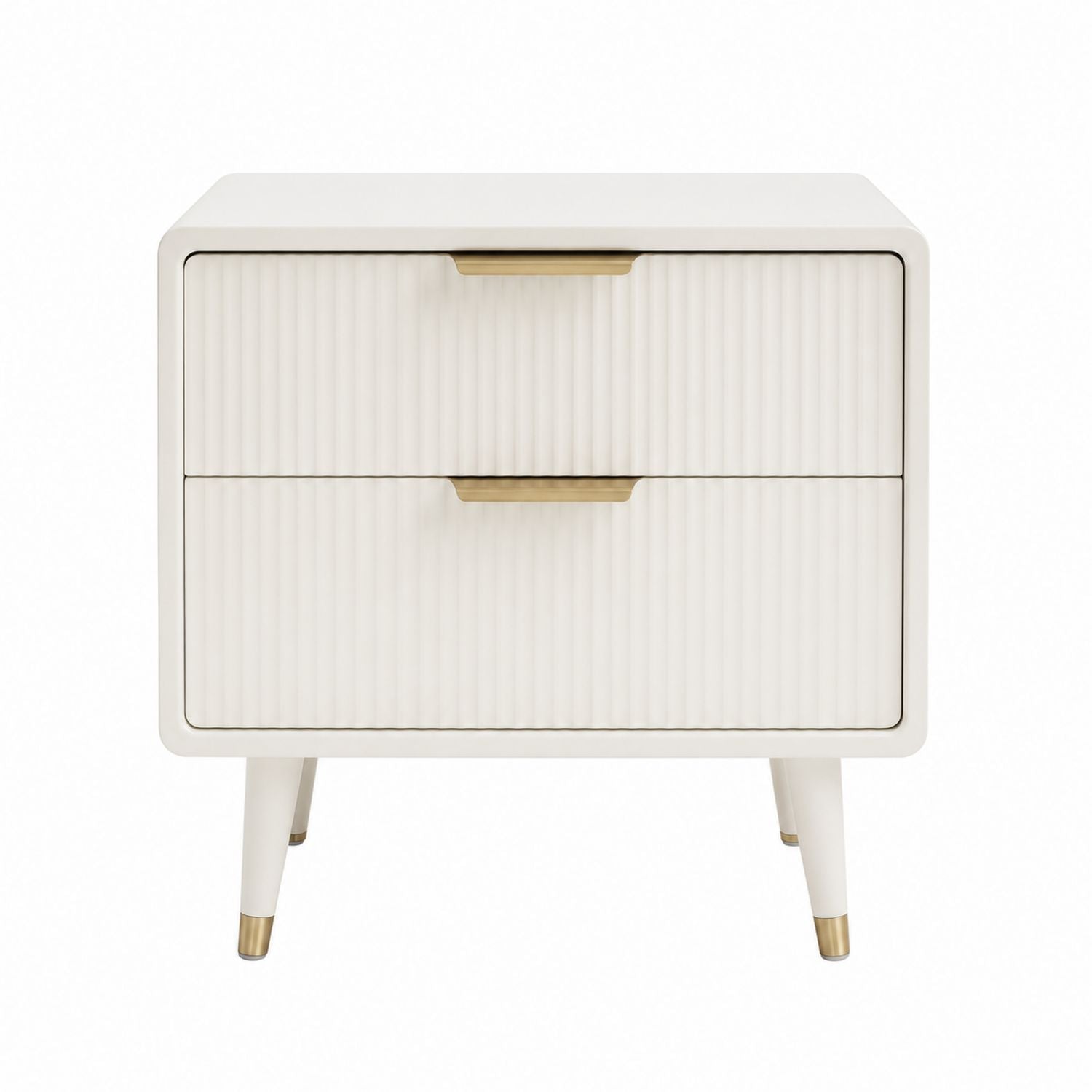 Wood 2-Drawer Nightstand with Gold Handles 60cm x 40cm x 55cm