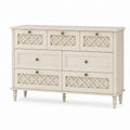 Six-Drawer Wooden Dresser with Lattice Design