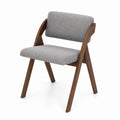 Wood Dining Chair with Gray Polyester Fabric and Walnut Finish