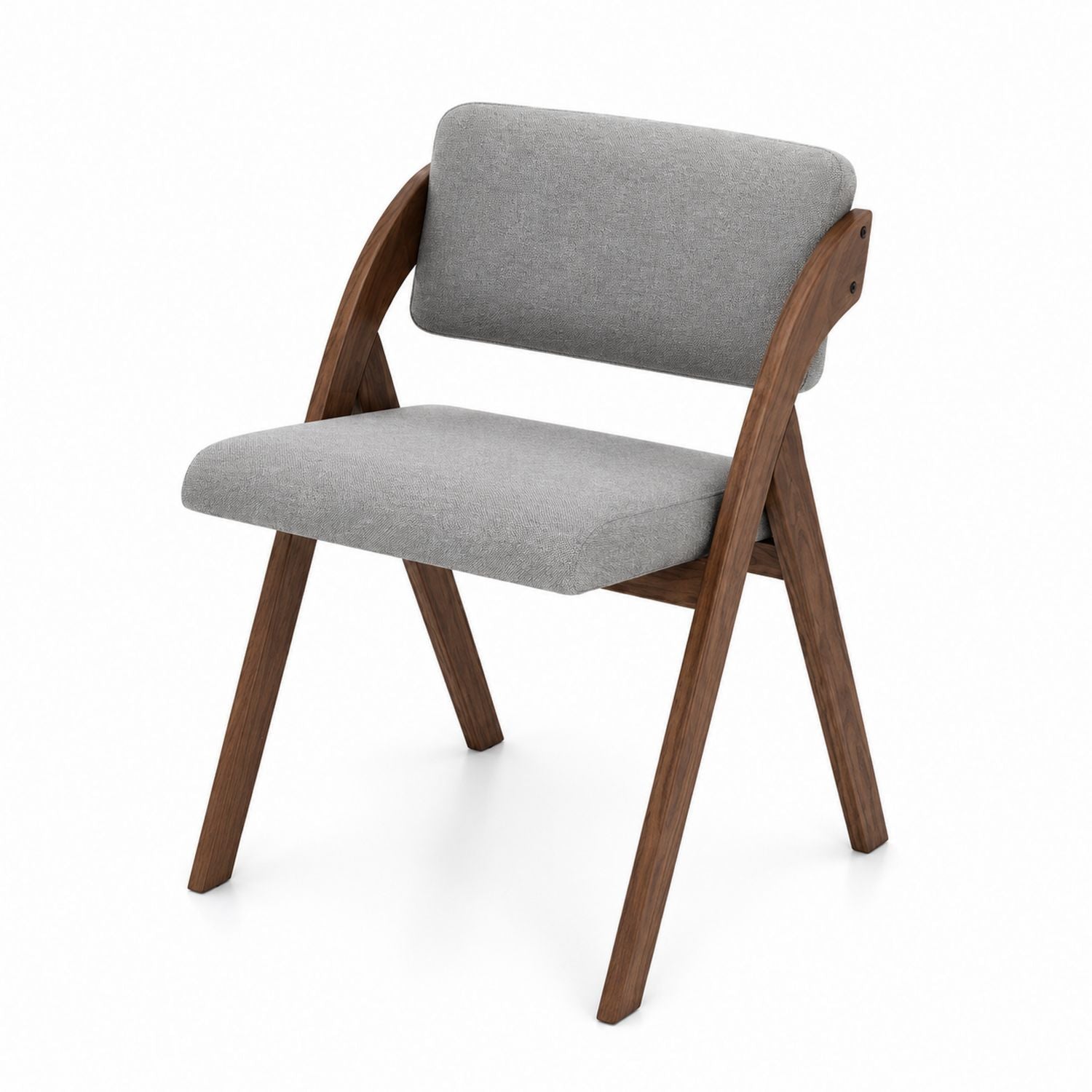 Wood Dining Chair with Gray Polyester Fabric and Walnut Finish