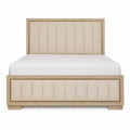 Beige Upholstered Wood King Size Bed