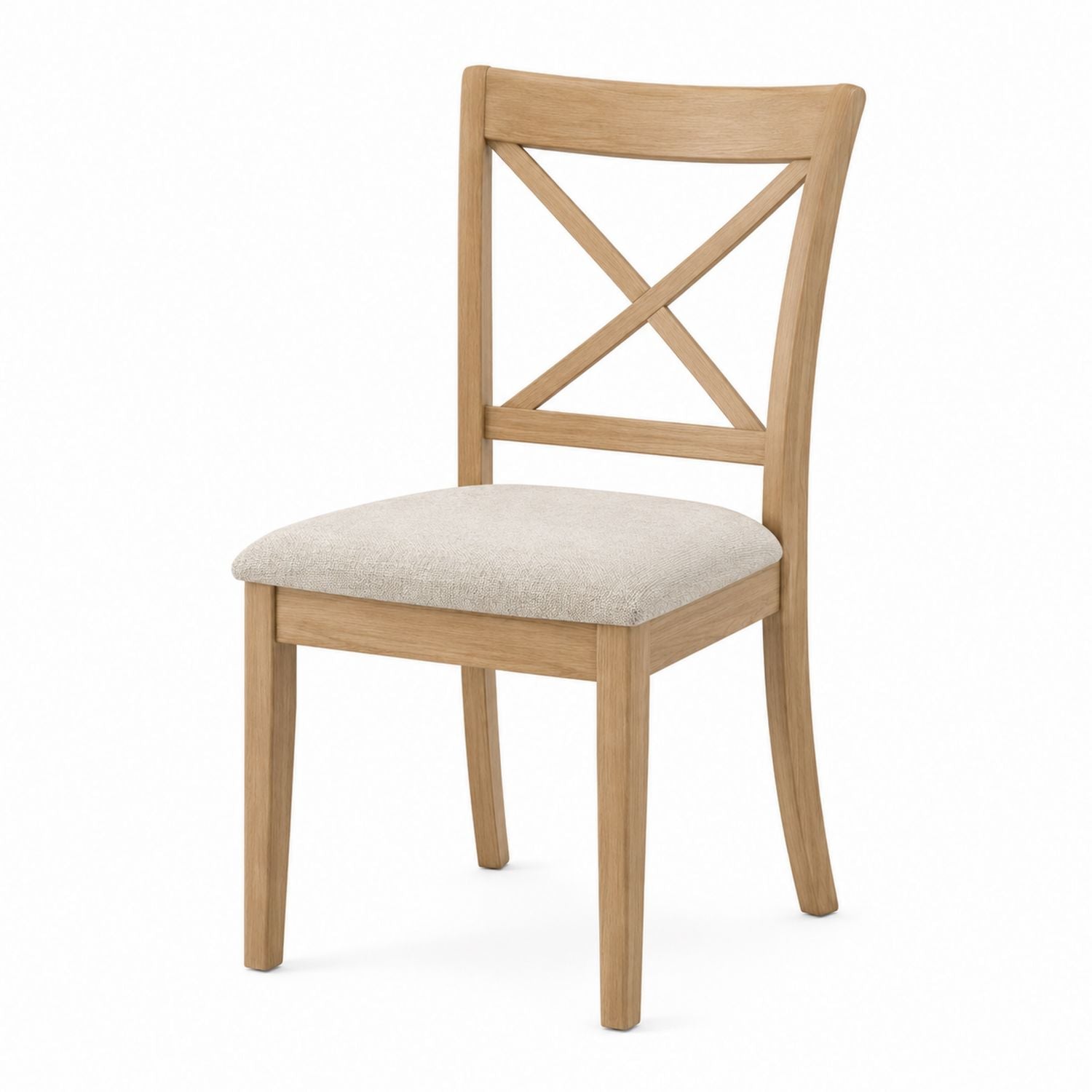 Oak Dining Chair with Linen Upholstered Seat