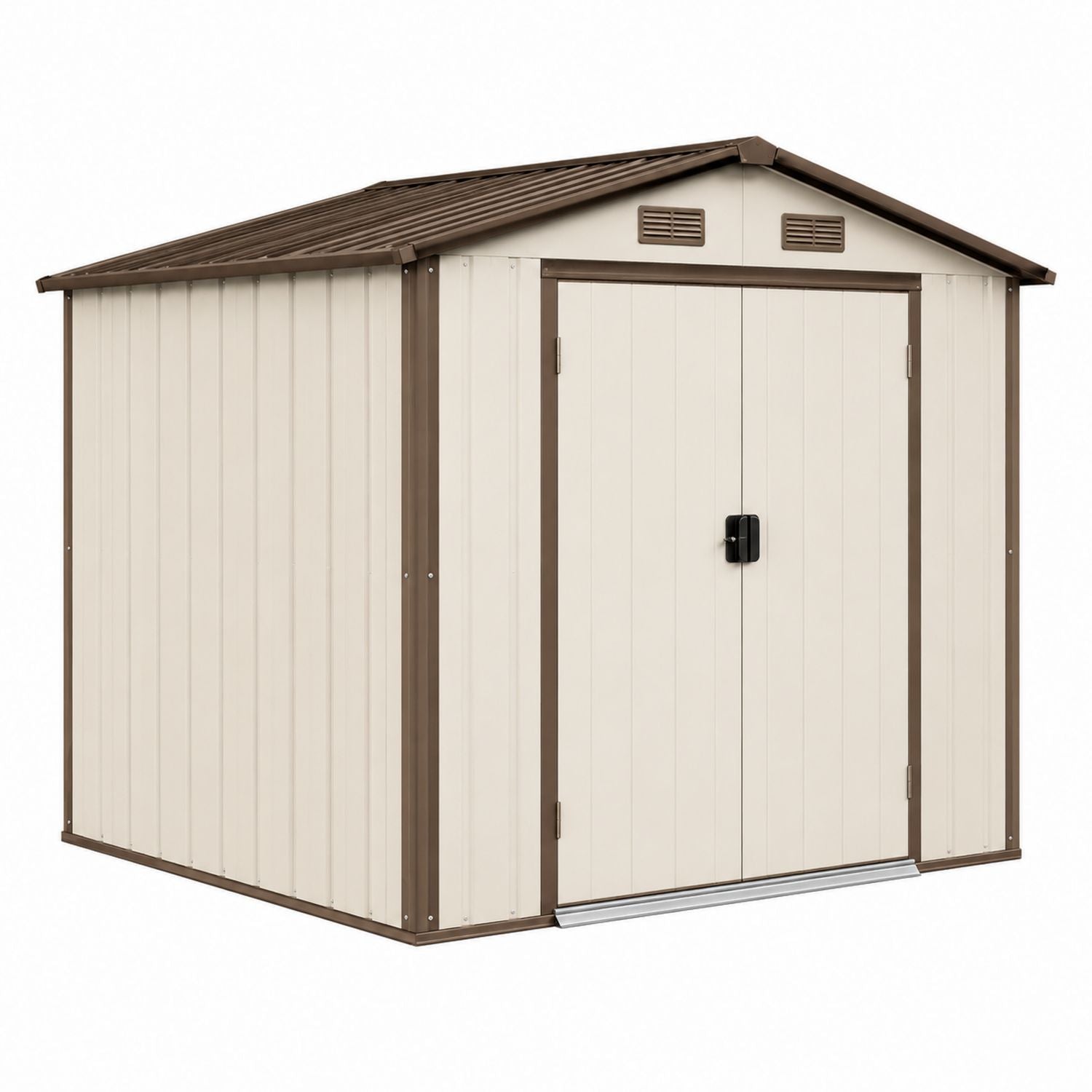 Metal Outdoor Storage Shed Beige/Brown Steel 6ft x 4ft