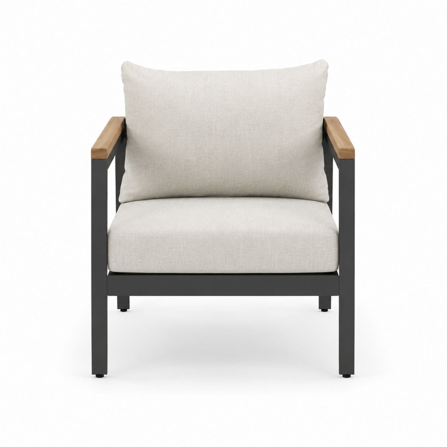 Metal Outdoor Armchair with Polyester Cushions Beige