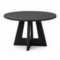 Round Black Oak Wood Dining Table with Pedestal Base 120cm