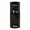 Engineered Wood Corner Bar Unit with Wine Rack and Glass Holder Black