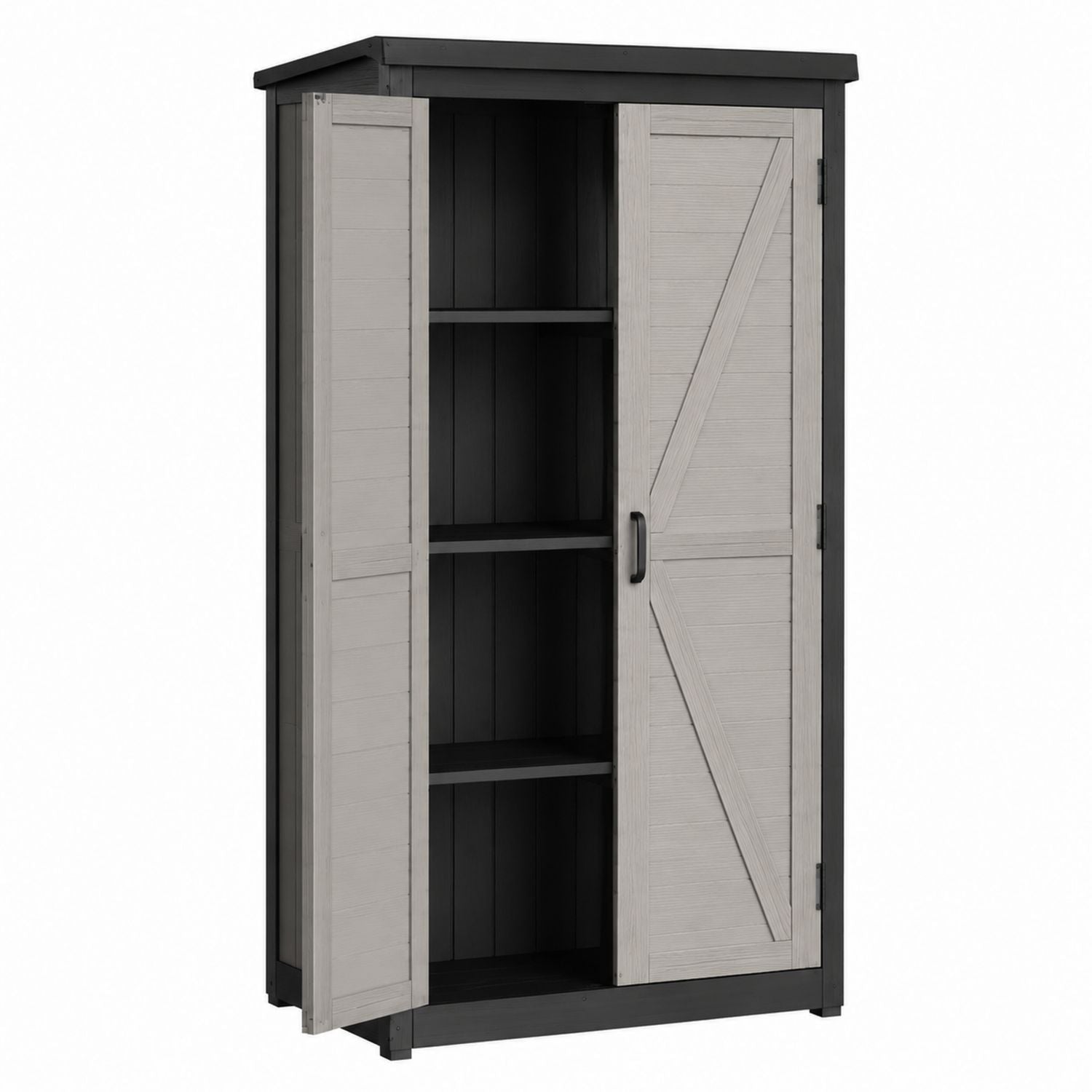 Outdoor Storage Cabinet Polypropylene Resin Grey/Black 180x98x55 cm