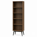 Tall Wood Veneer Bookcase with Metal Legs 5-Tier 180cm