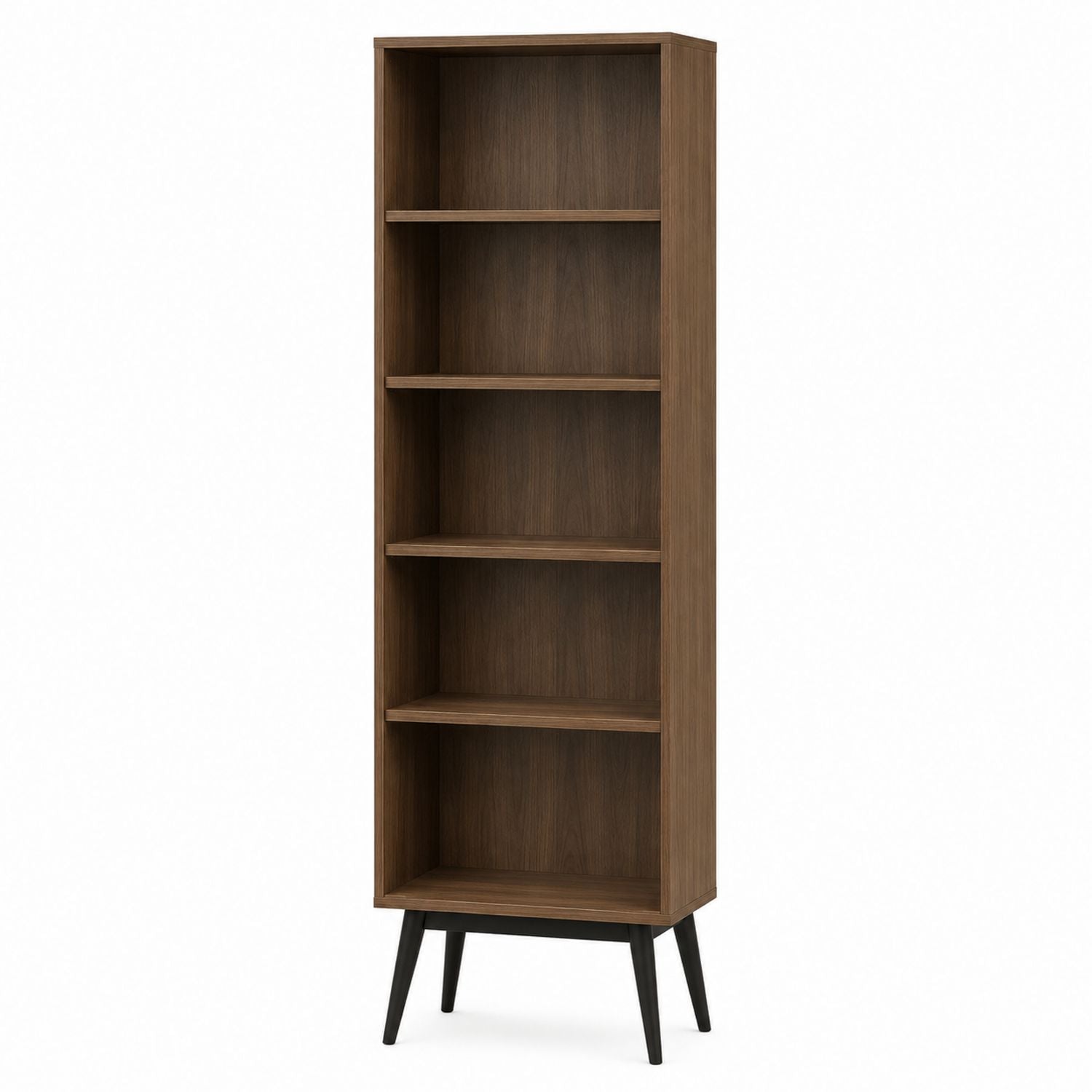 Tall Wood Veneer Bookcase with Metal Legs 5-Tier 180cm