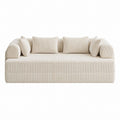 Beige Corduroy Sofa with Cushions 230cm