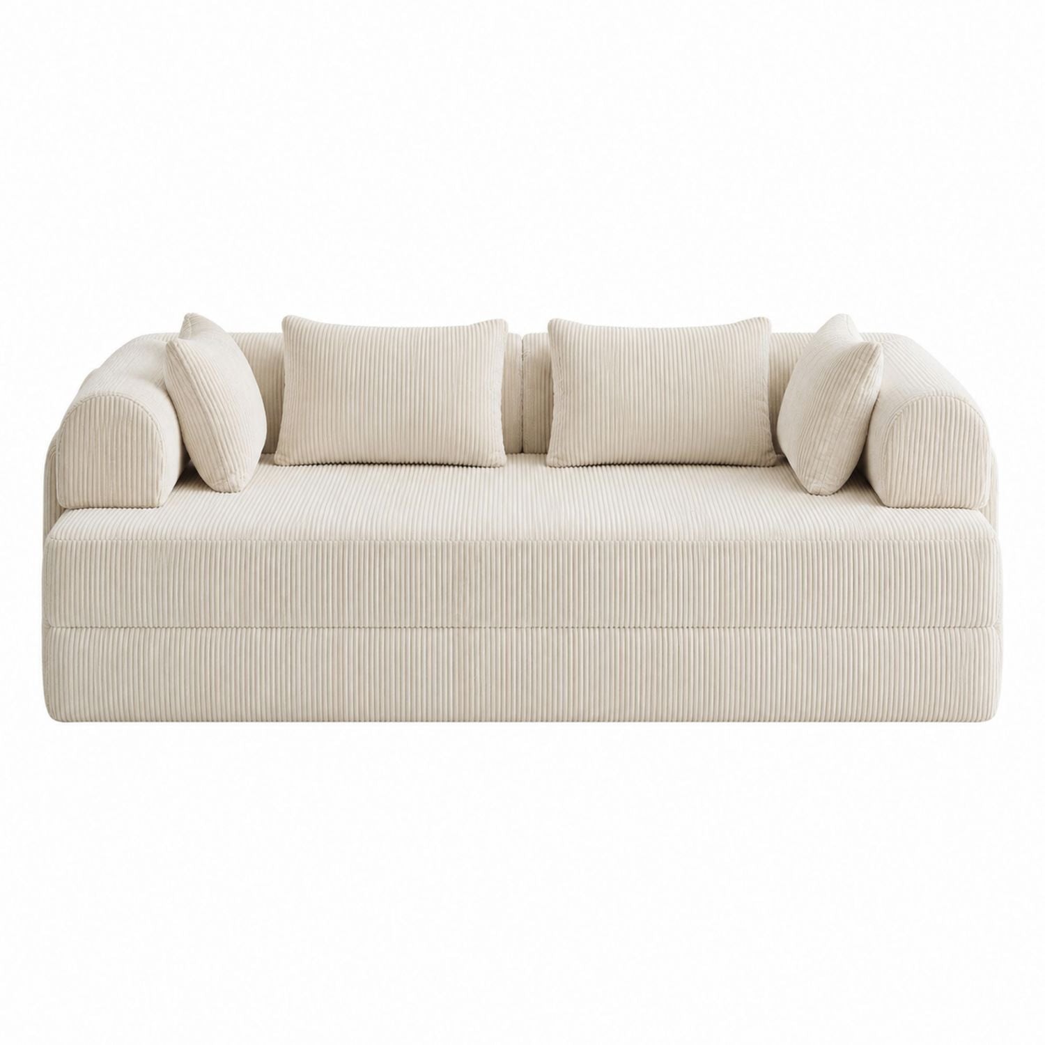 Beige Corduroy Sofa with Cushions 230cm