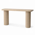 Wood Console Table Solid Oak Light Brown Rectangular 140cm