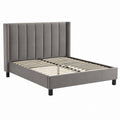 Queen Size Upholstered Bed with Velvet Headboard in Gray