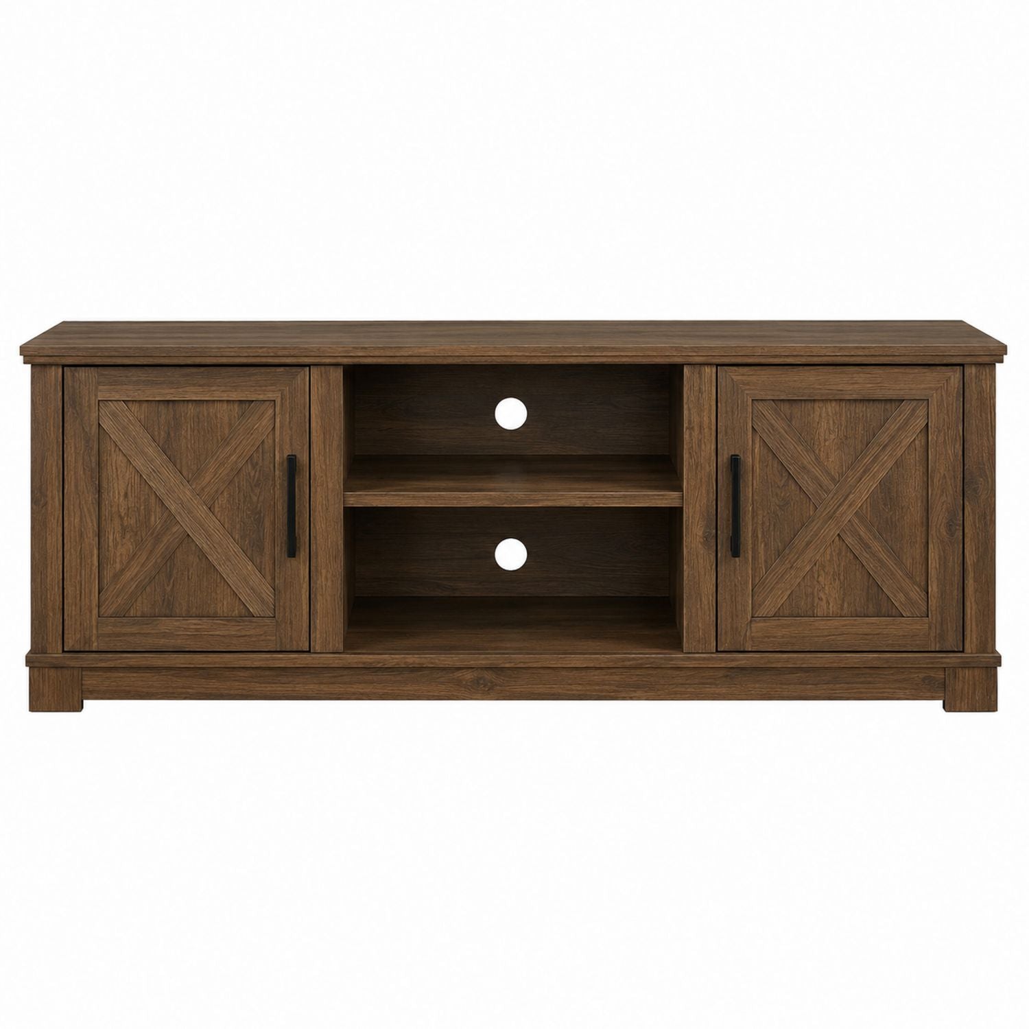 Wooden TV Stand with Storage Cabinets and Shelves