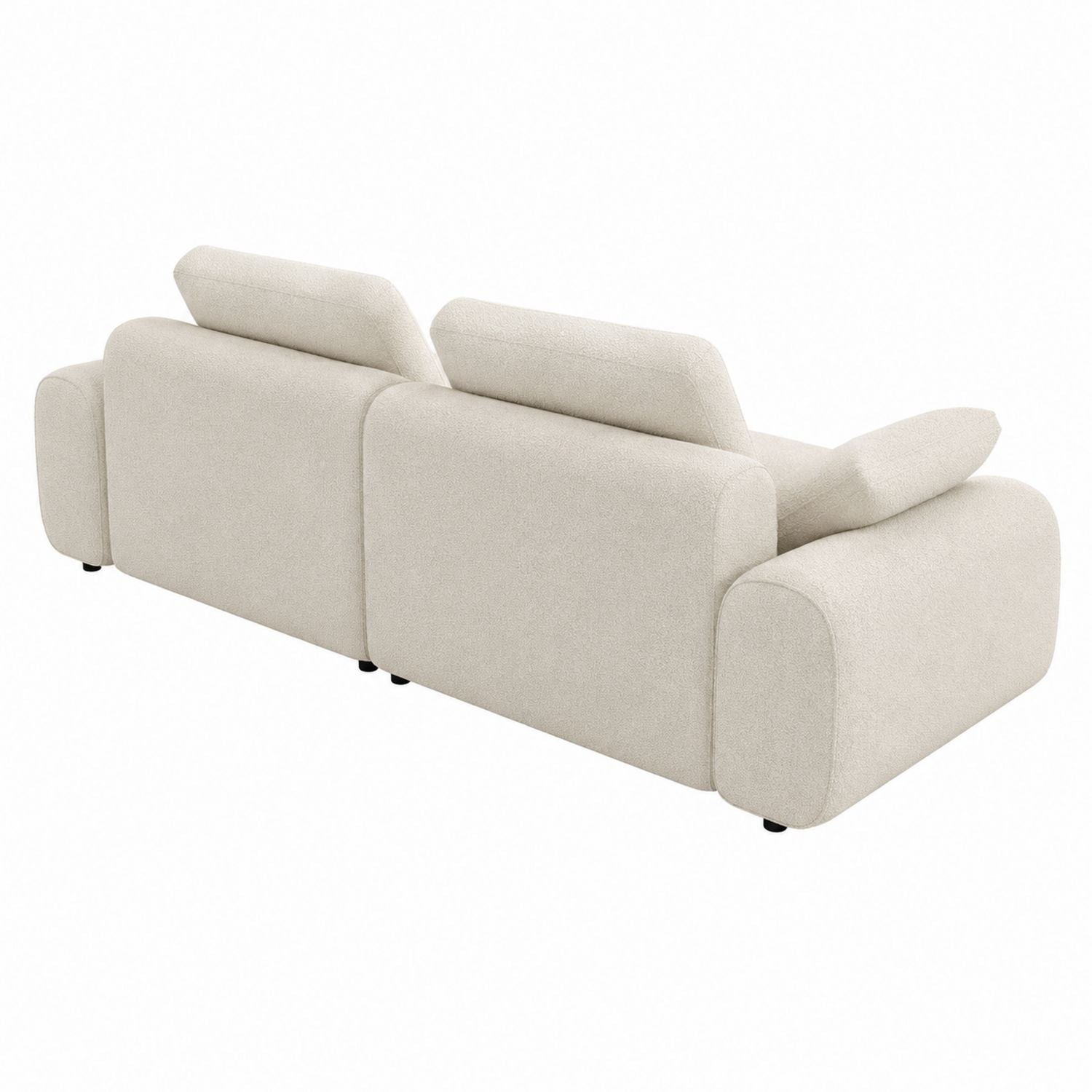 Beige Sectional Sofa with Adjustable Back Cushions in Polyester