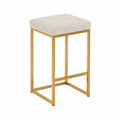 Square Fabric Bar Stool with Gold Metal Frame 75cm