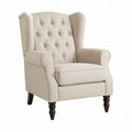 Upholstered Wingback Armchair Linen Fabric Beige 105x85x103 cm
