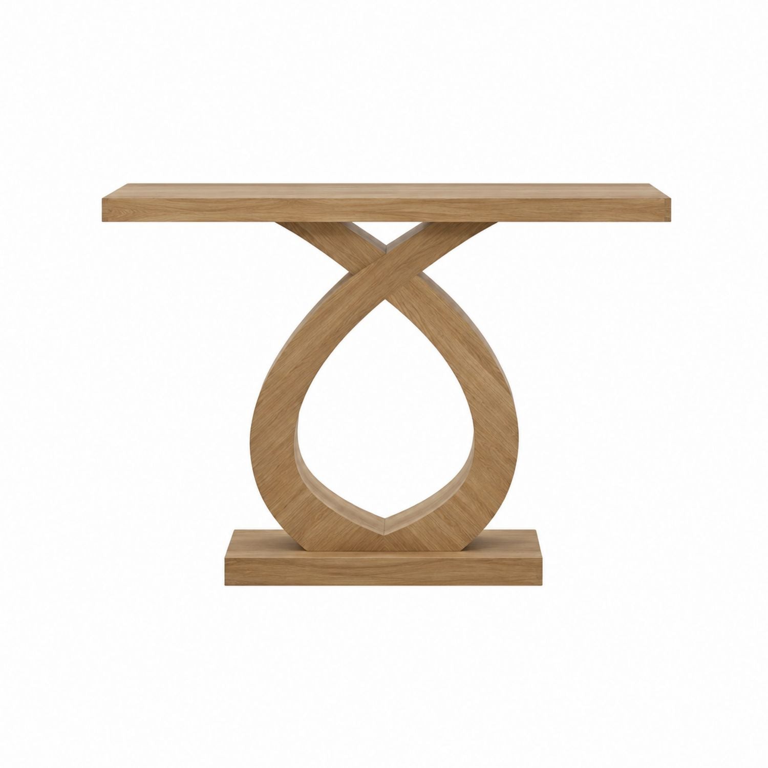 Solid Oak Wood Console Table with Curved Base, 120cm x 40cm x 80cm