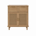 Wooden Storage Cabinet with Cane Doors and Drawers 80x70x35 cm