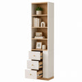 MDF Storage Cabinet with Open Shelves and Drawers White/Oak 180cm Height