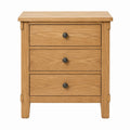 Oak Wood Nightstand with 3 Drawers