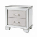 Mirrored Glass Nightstand with Linen Drawers