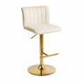 PU Leather Bar Stool with Gold Steel Base Beige