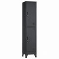 Steel Double-Locker Cabinet Black 180cm x 38cm x 45cm