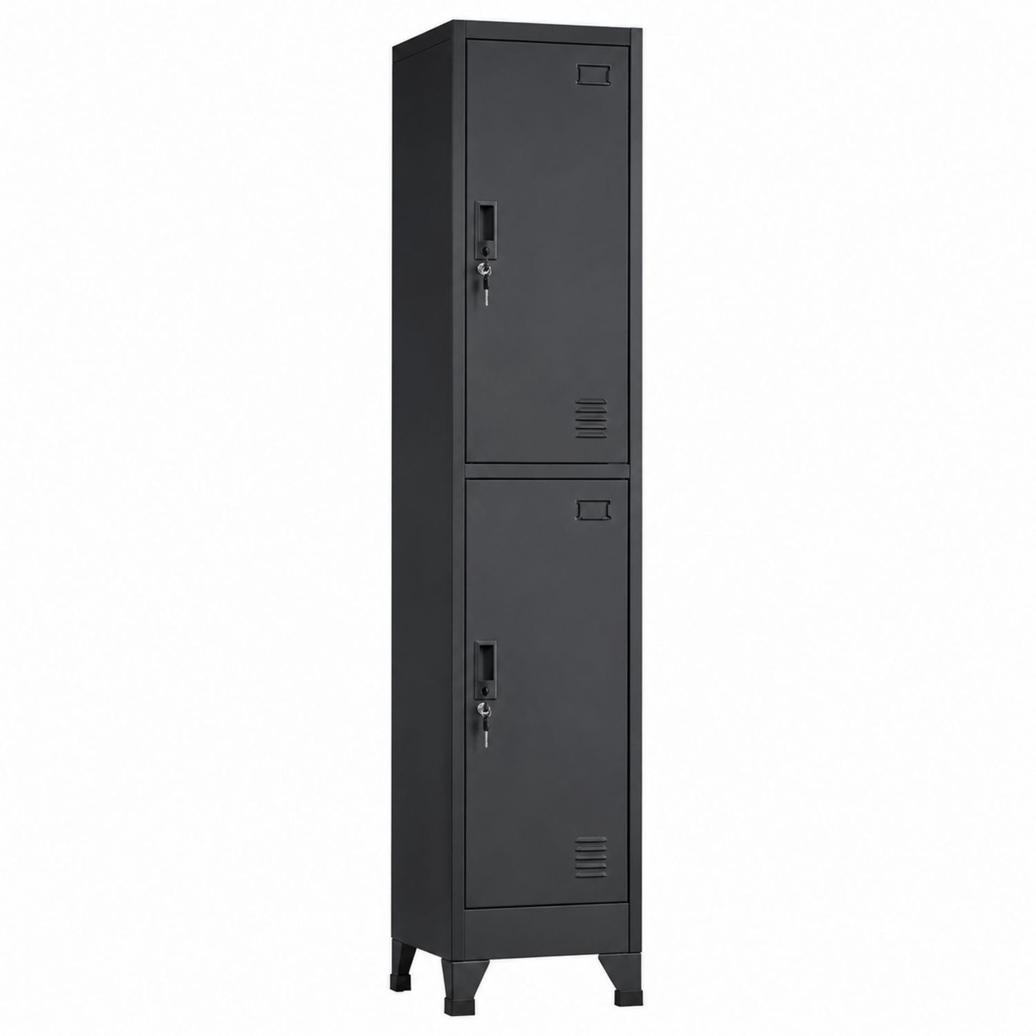 Steel Double-Locker Cabinet Black 180cm x 38cm x 45cm