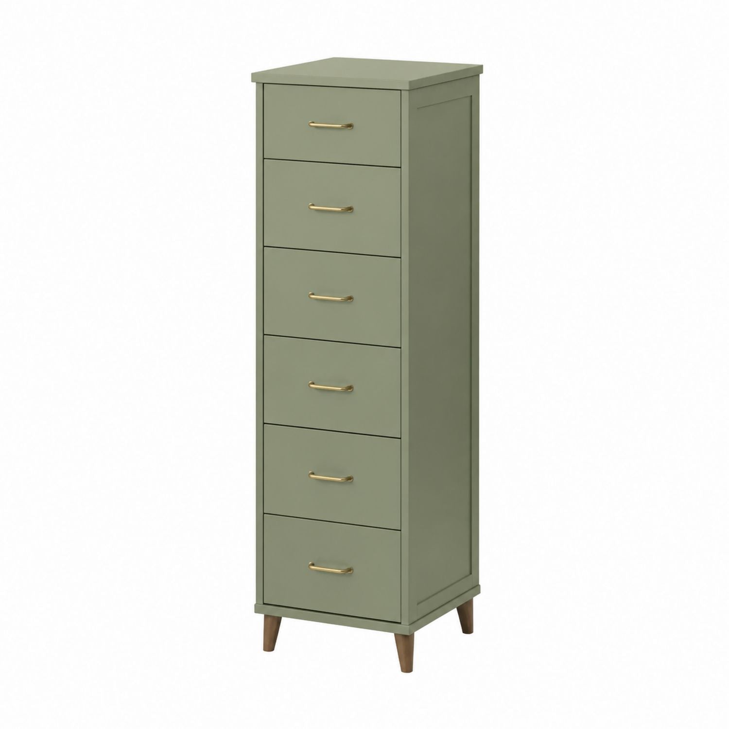 Green MDF Chest of Drawers with Metal Handles and Wooden Legs 120cm
