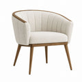 Curved Upholstered Chair with Oak Frame Cream 75cm