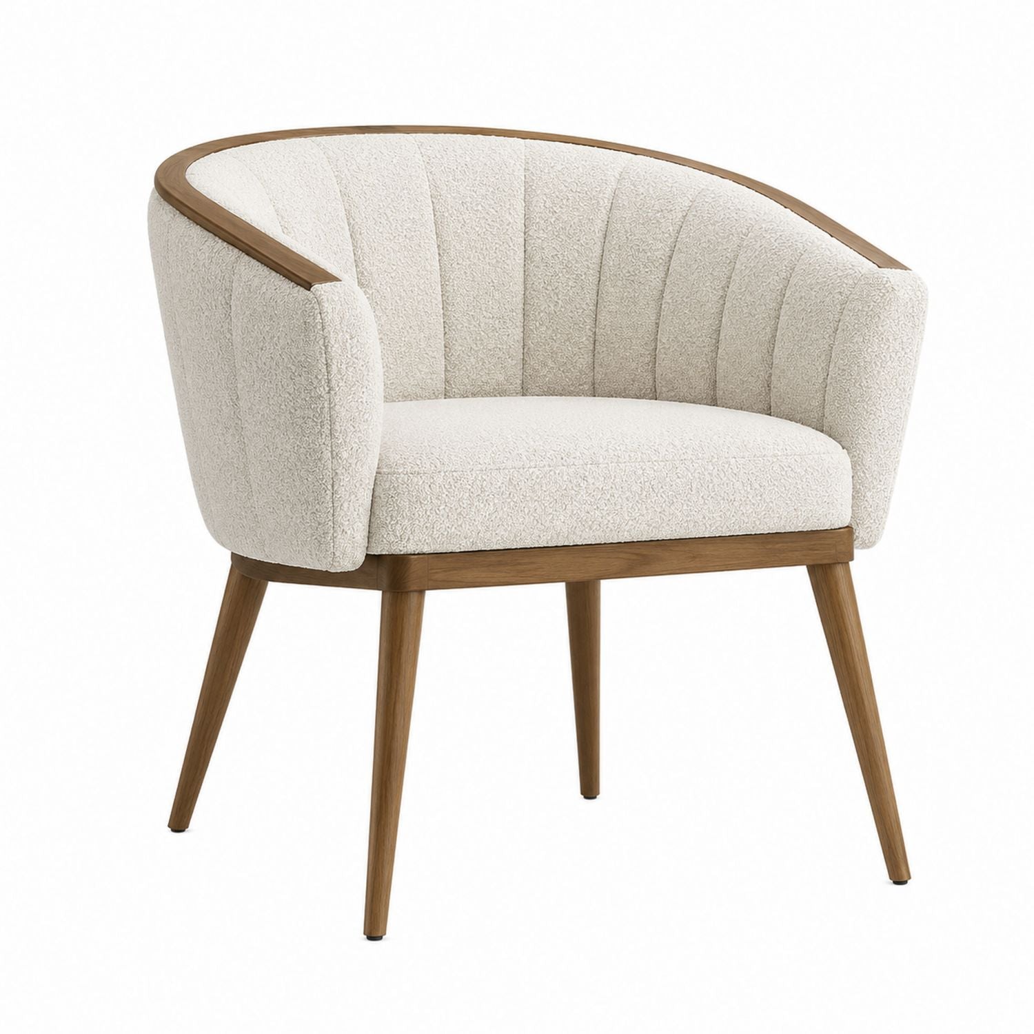 Curved Upholstered Chair with Oak Frame Cream 75cm