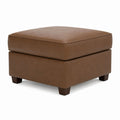 Square Faux Leather Ottoman Brown 15.7in