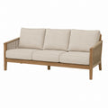Teak Wood Sofa with Beige Polyester Cushions, 3 Seater