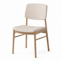 Dining Chair Oak Frame Linen Blend Upholstery Beige 82cm