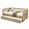 Wooden Daybed with Trundle in Natural Finish