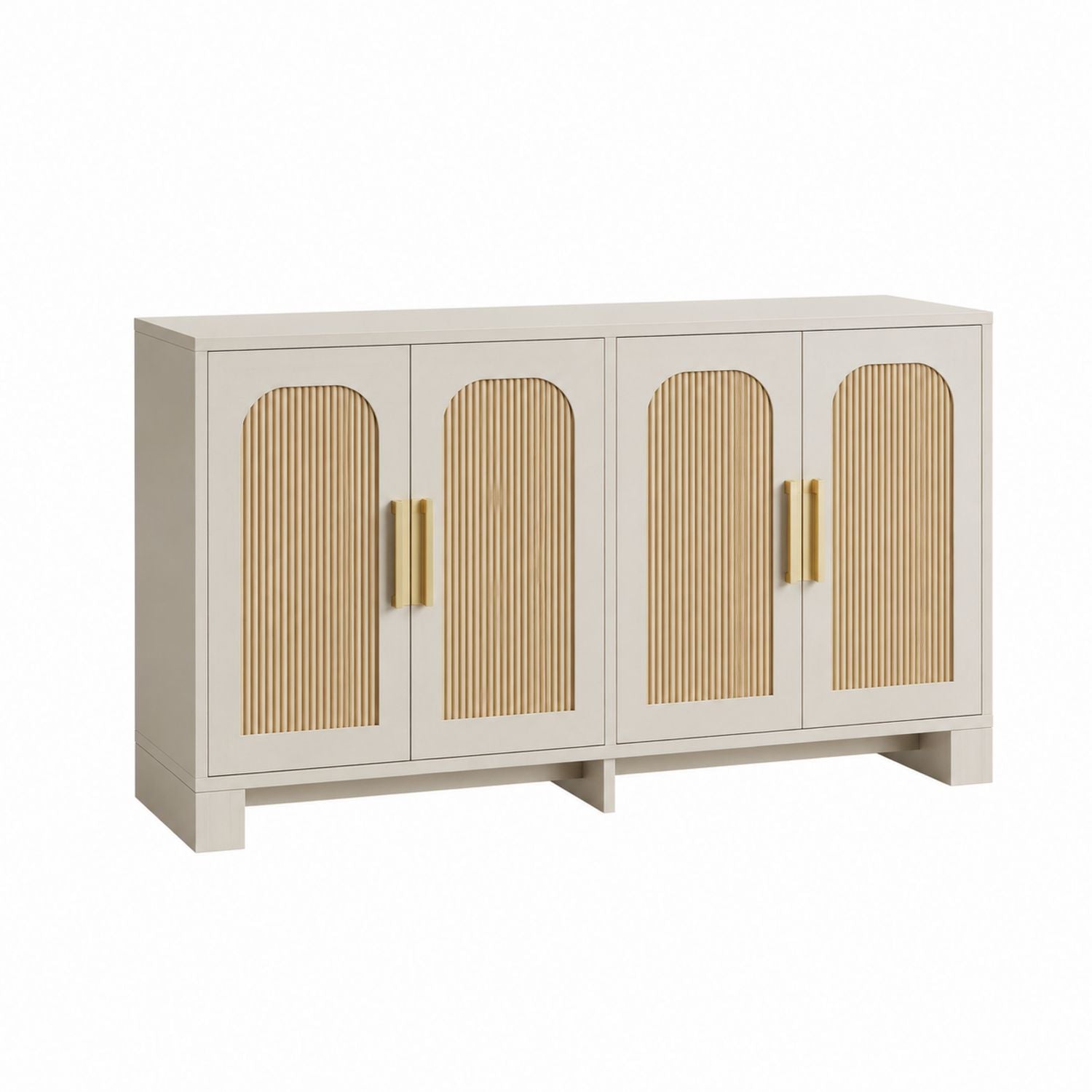 MDF Storage Cabinet with Wood Veneer and Metal Handles