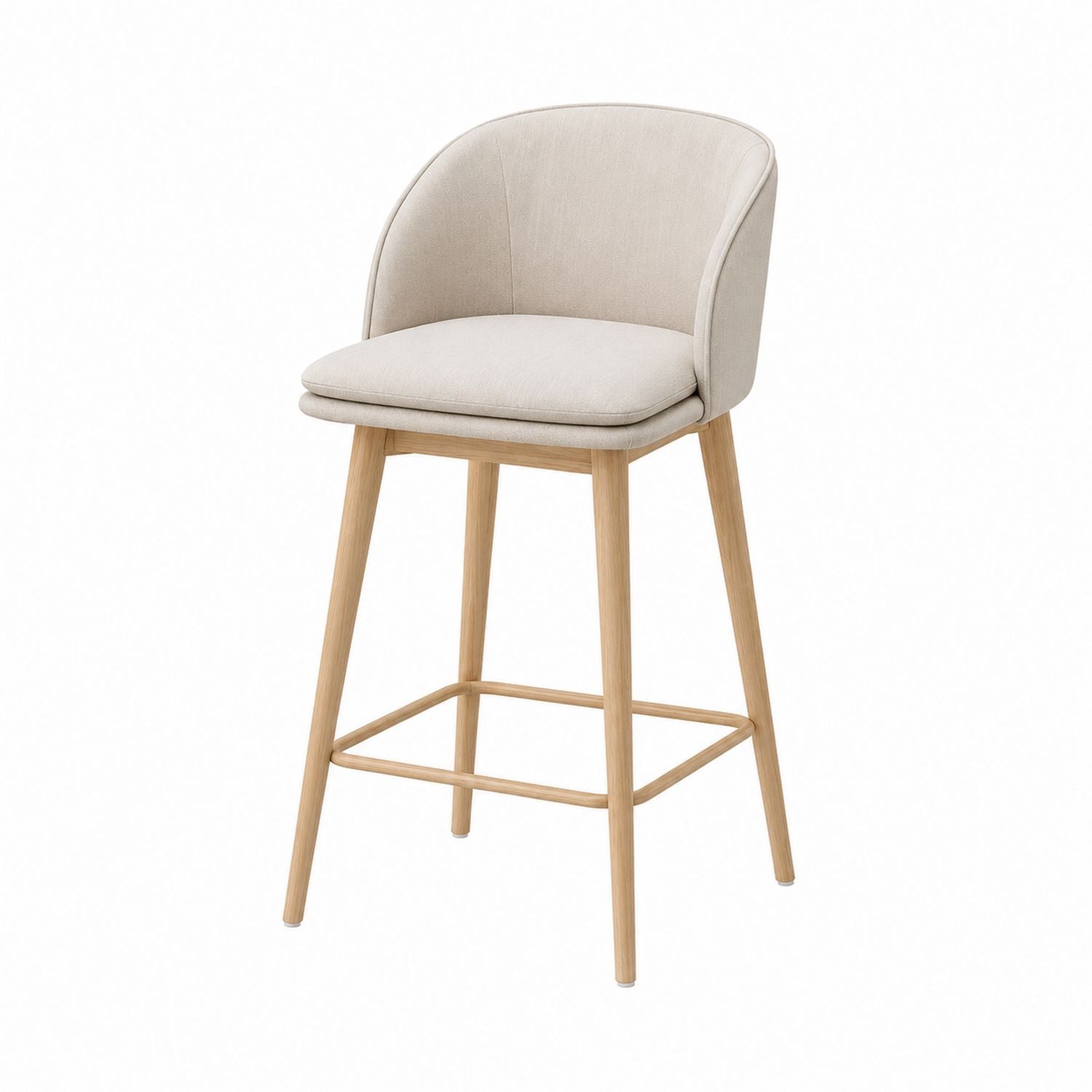 Upholstered Bar Stool with Polyester and Solid Wood Legs 102cm
