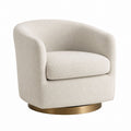 Fabric Swivel Chair with Brass Base Beige