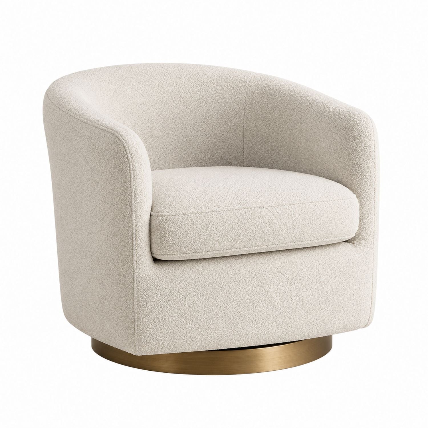 Fabric Swivel Chair with Brass Base Beige