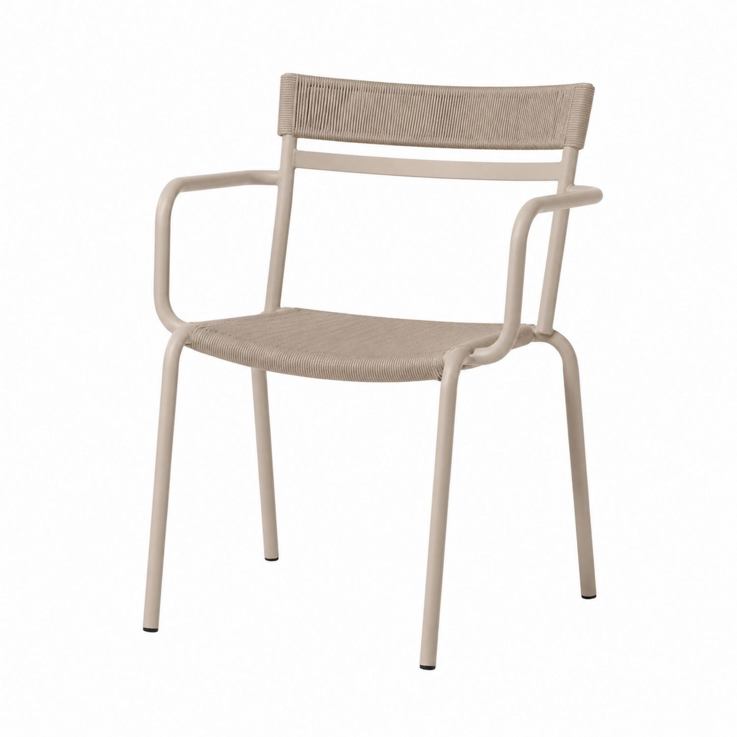 Outdoor Metal Dining Chair with Taupe Woven Seat and Back