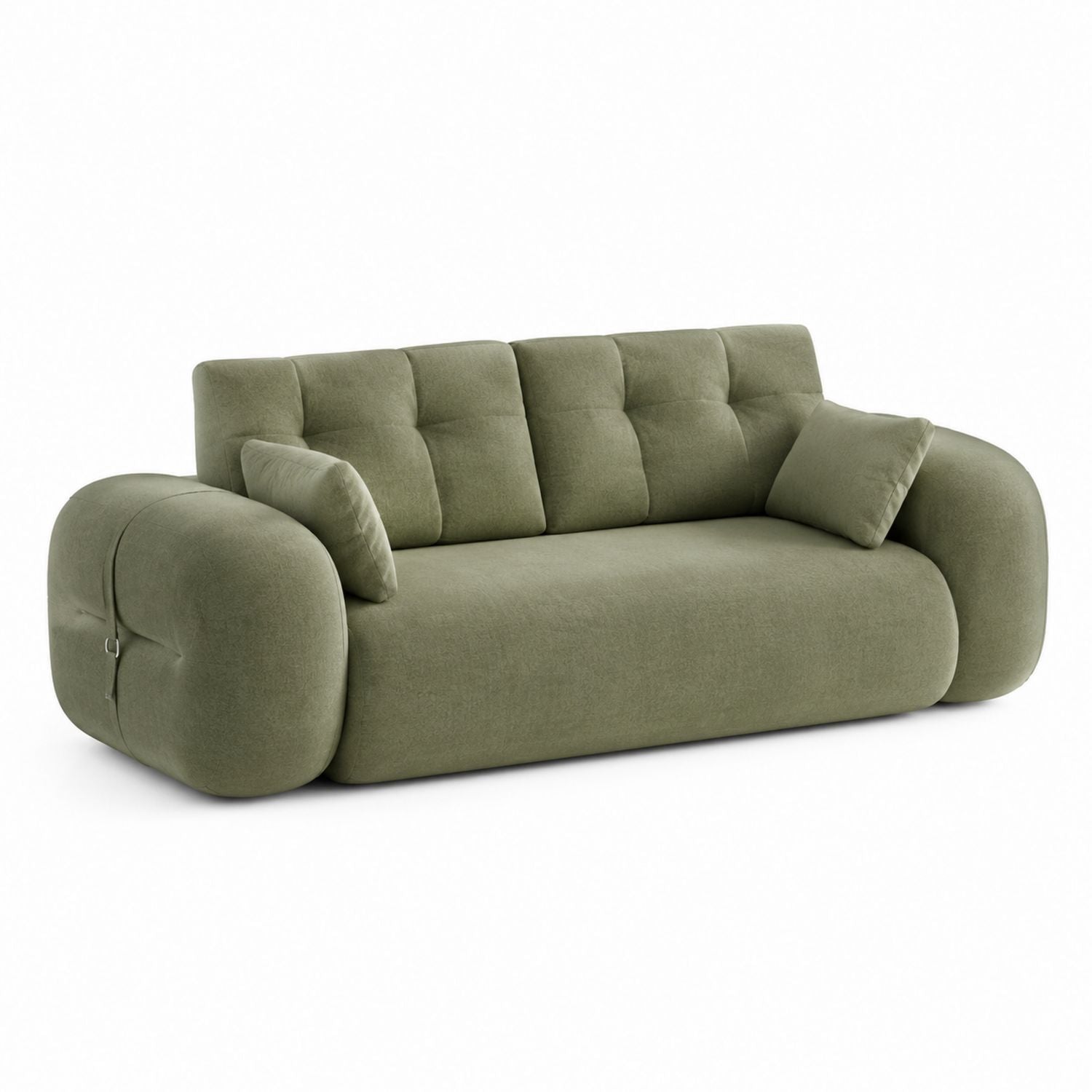 Olive Green Fabric Sofa with High-density Foam and Solid Wood Frame